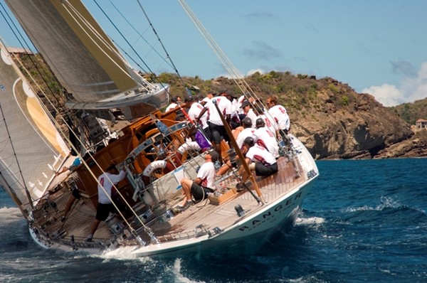 The J-Class yacht Ranger and her crew wearing Line 7 gear from Events Clothing.